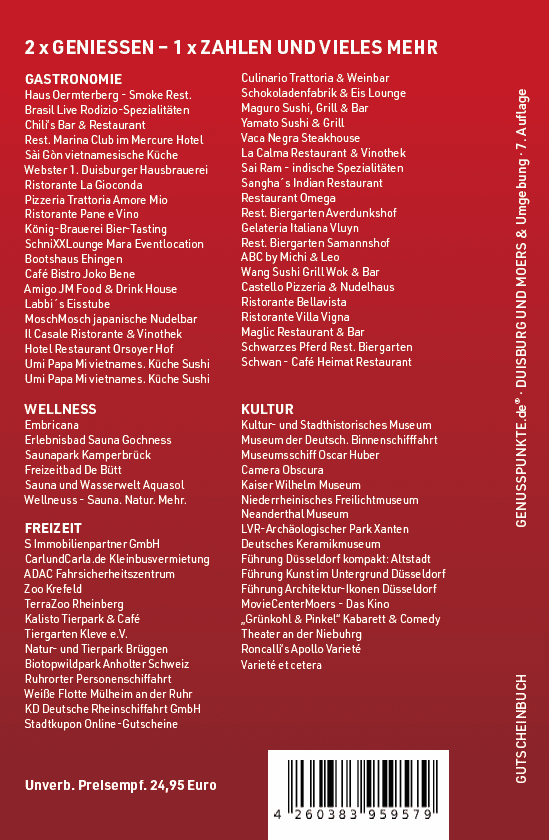 Gutscheinbuch GenussPUNKTE Duisburg - Ausgabe 2026 Gutscheinbuch GenussPUNKTE Duisburg - Ausgabe 2026